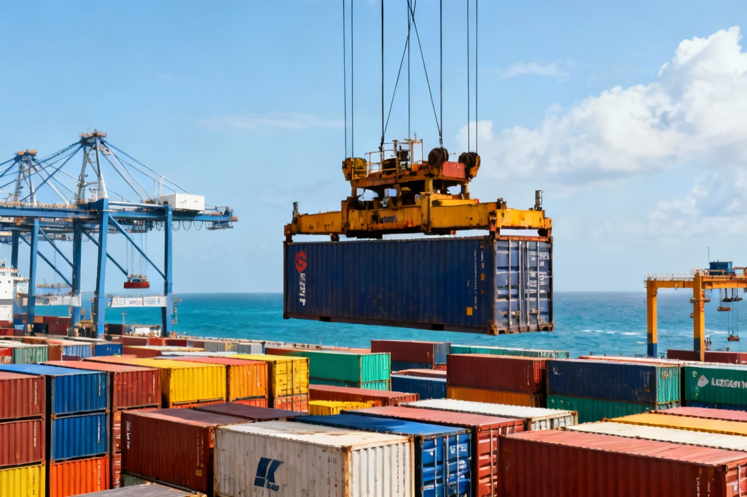 Port de Mombasa avec conteneurs et grues
