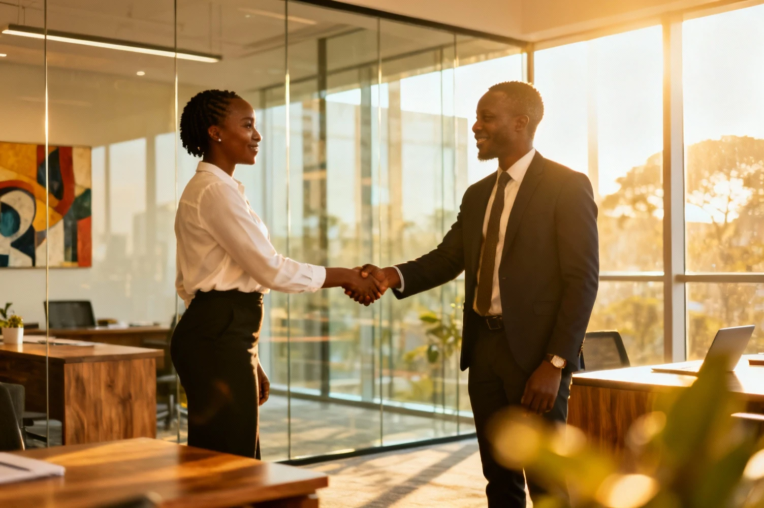 Professionnels dans un bureau moderne a Nairobi